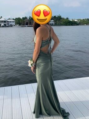 Jessica Angel Olive Green Lace-Up Back Prom Gown